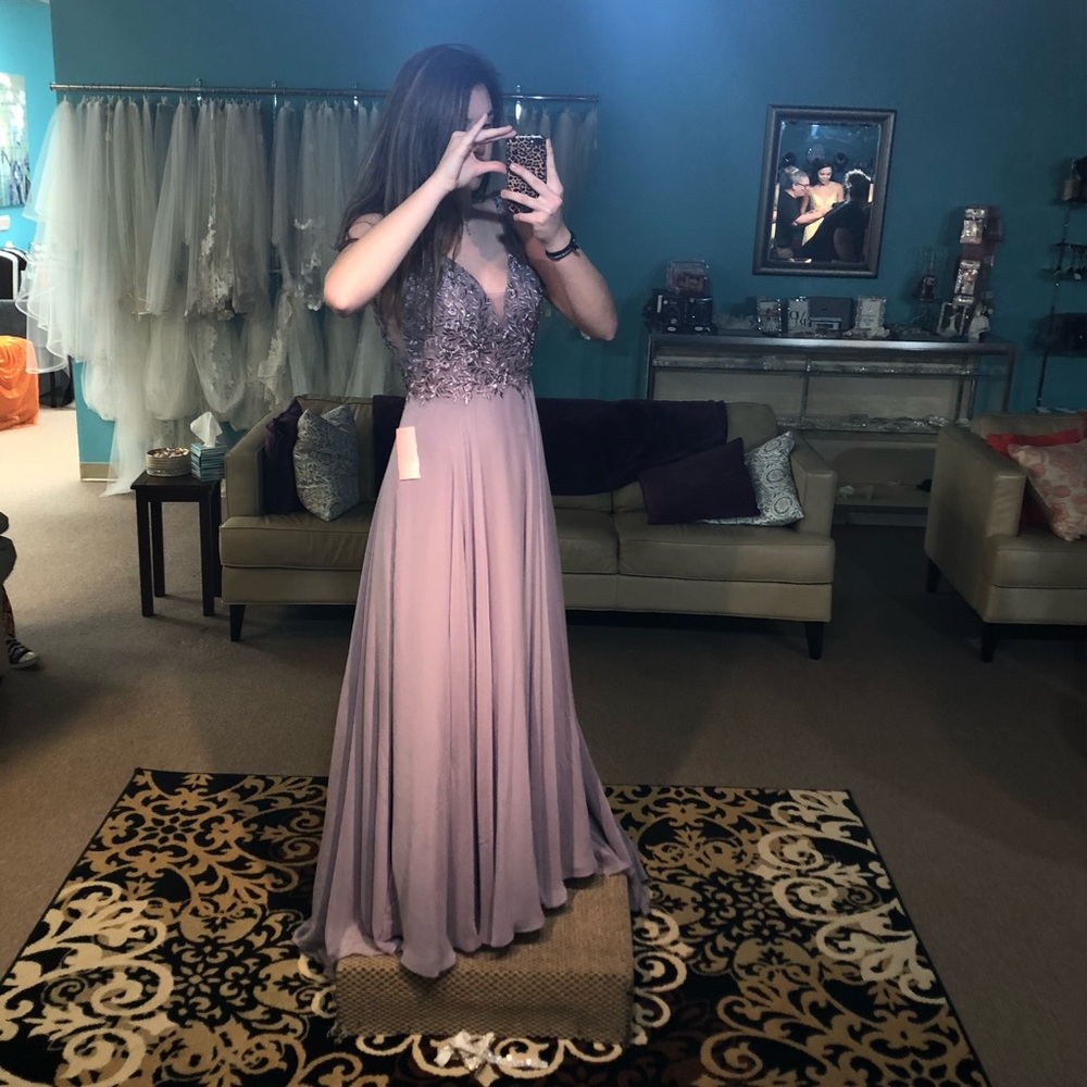 Purple long prom dress
